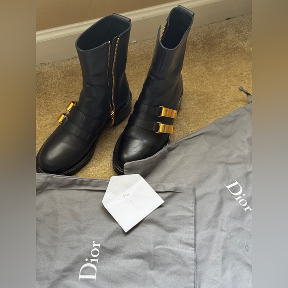 Dior Black Leather Footwear with Gold Details - Picture 12 of 12